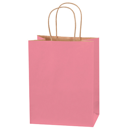 8 x 4 <span class='fraction'>1/2</span> x 10 <span class='fraction'>1/4</span>" Pink Tinted Shopping Bags